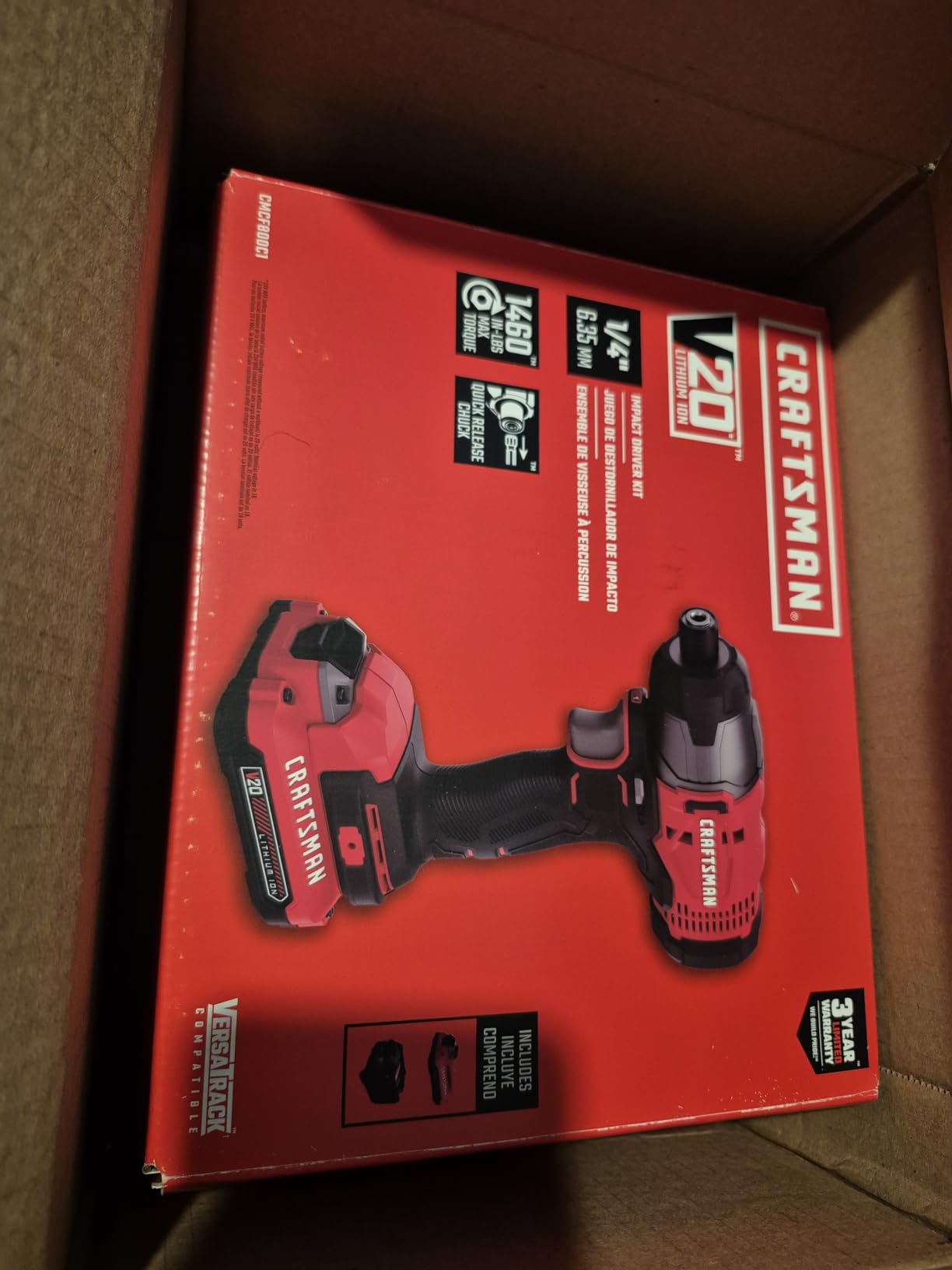 CRAFTSMAN 20V MAX Impact Driver Kit, 1/4 Inch, 2,800 RPM, LED Work light, Battery and Charger Included (CMCF800C1) - Customer Photo 1