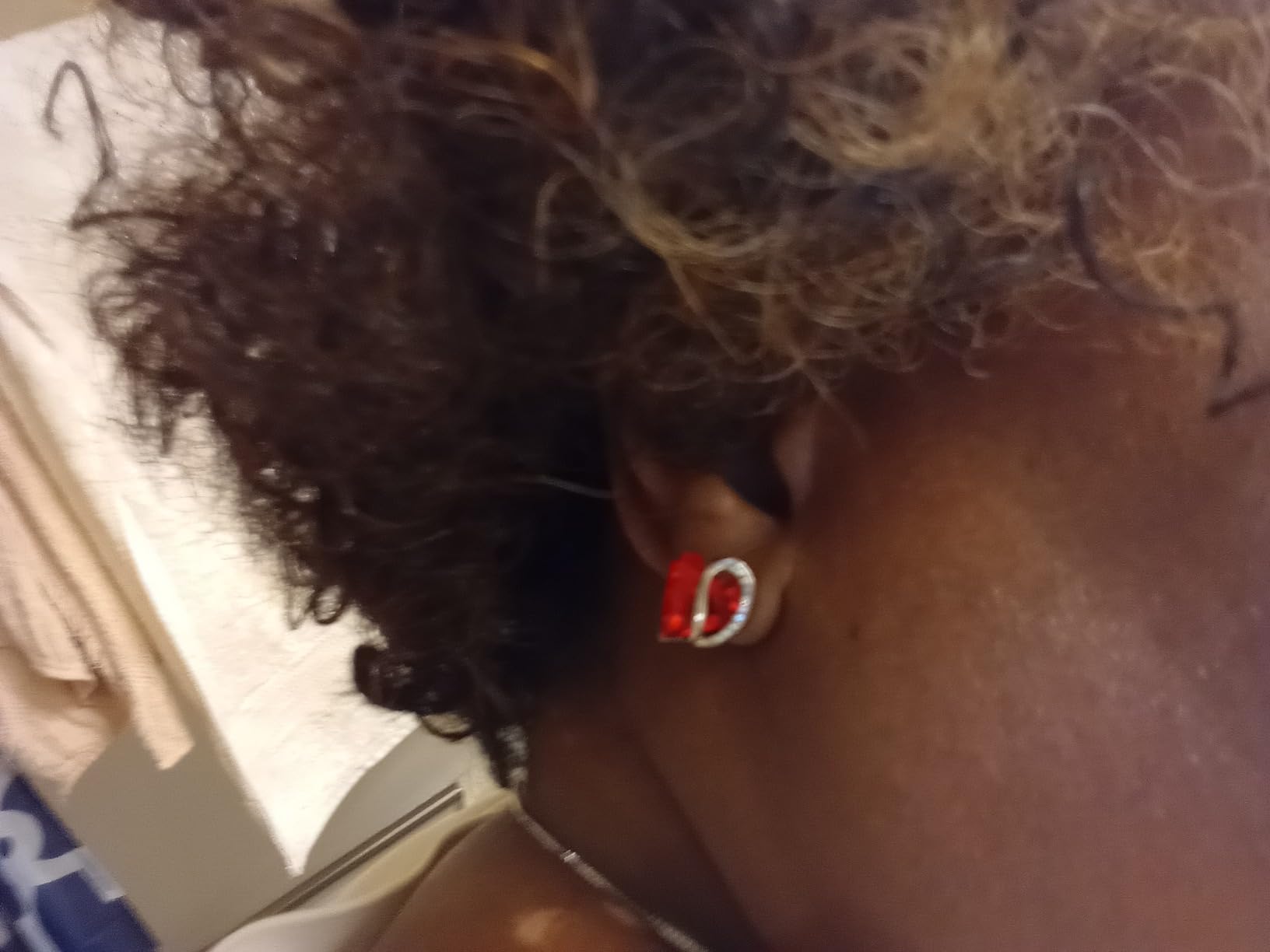 Earrings for Women, Mothers Day Gift for Mom, Heart Birthstone Crystal Stud Earring, Silver Plated Birthday Jewelry - Customer Photo 3