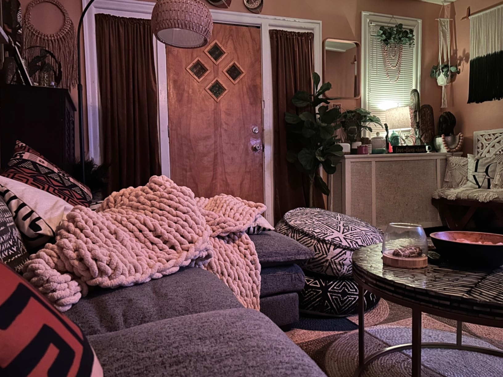 Mandala Life Art Pouf Ottoman - 20x20x20