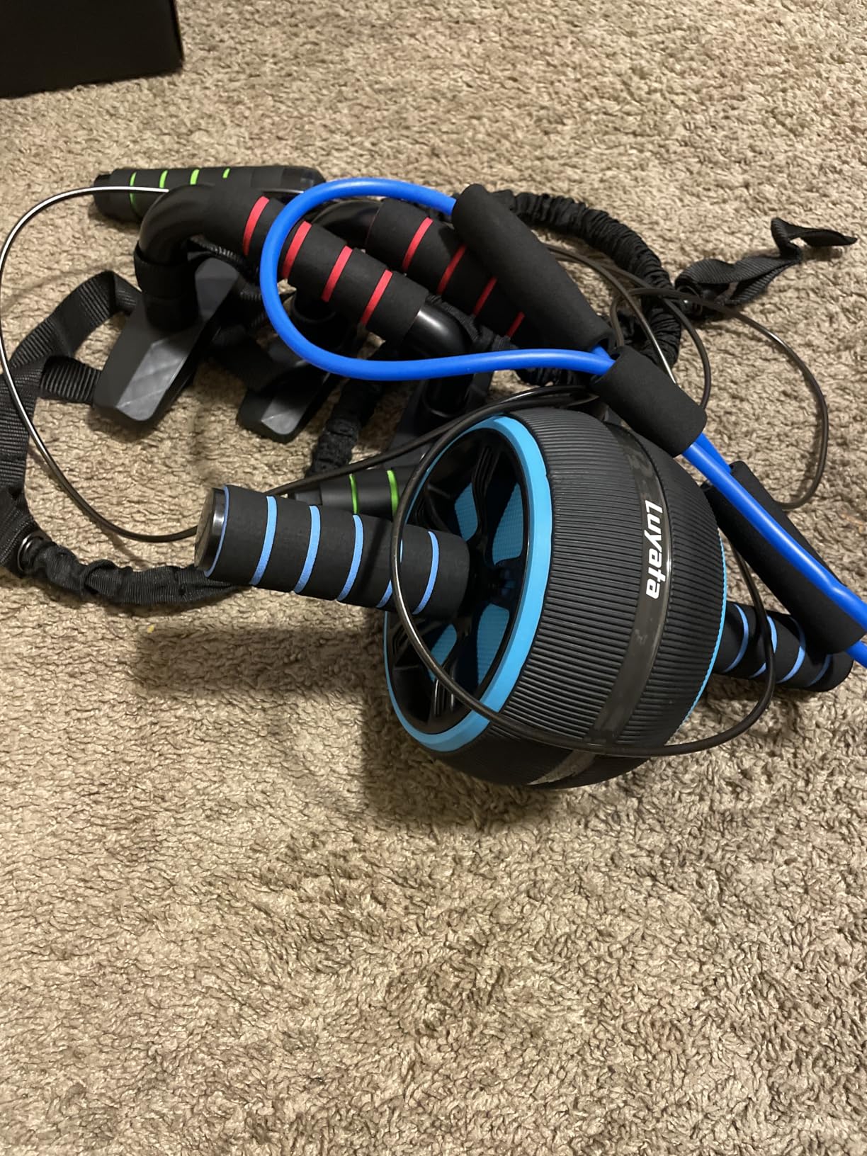 Ab Roller Wheel, 10-In-1 Ab Exercise Wheels Kit with Resistance Bands, Knee Mat, Jump Rope, Push-Up Bar - Home Gym Equipment for Men Women Core Strength & Abdominal Exercise - Customer Photo 1