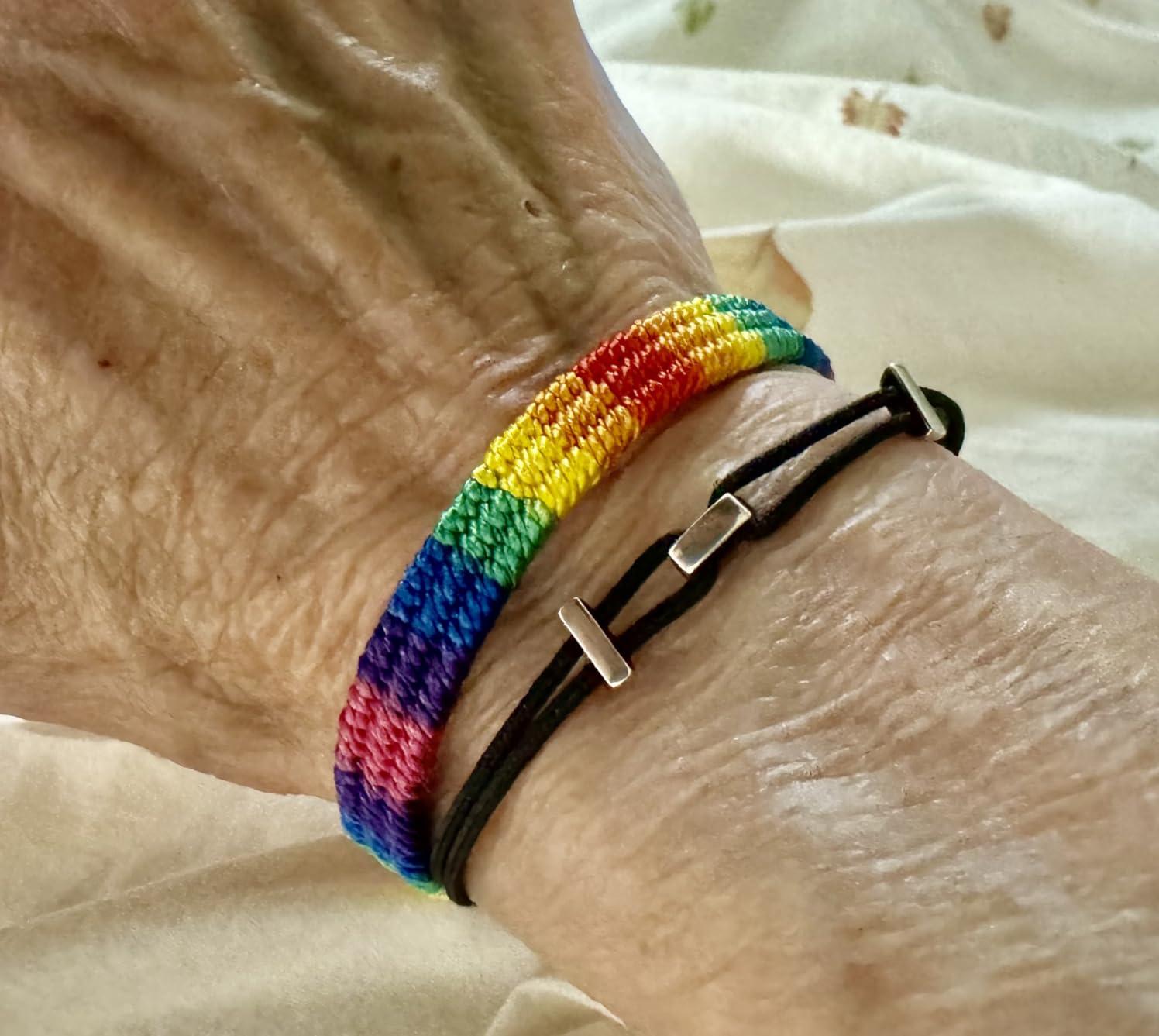 Nanafast Rainbow LGBT Pride Bracelet Handmade Braided Friendship String Bracelet for Gay & Lesbian LGBTQ Wristband Adjustable Size - Customer Photo 3