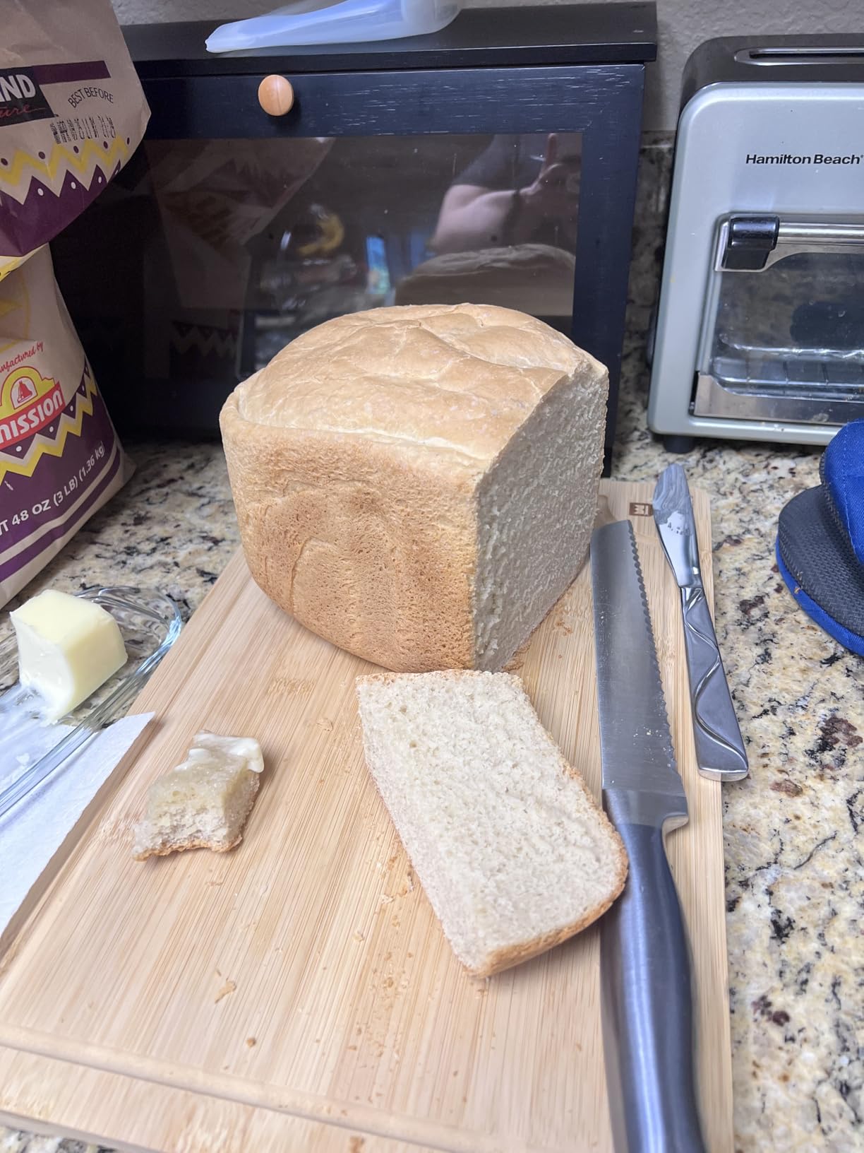 Elite Gourmet EBM8103B Programmable Bread Maker Machine 3 Loaf Sizes, 19 Menu Functions Gluten Free White Wheat Rye French and more, 2 Lbs, Black - Customer Photo 1