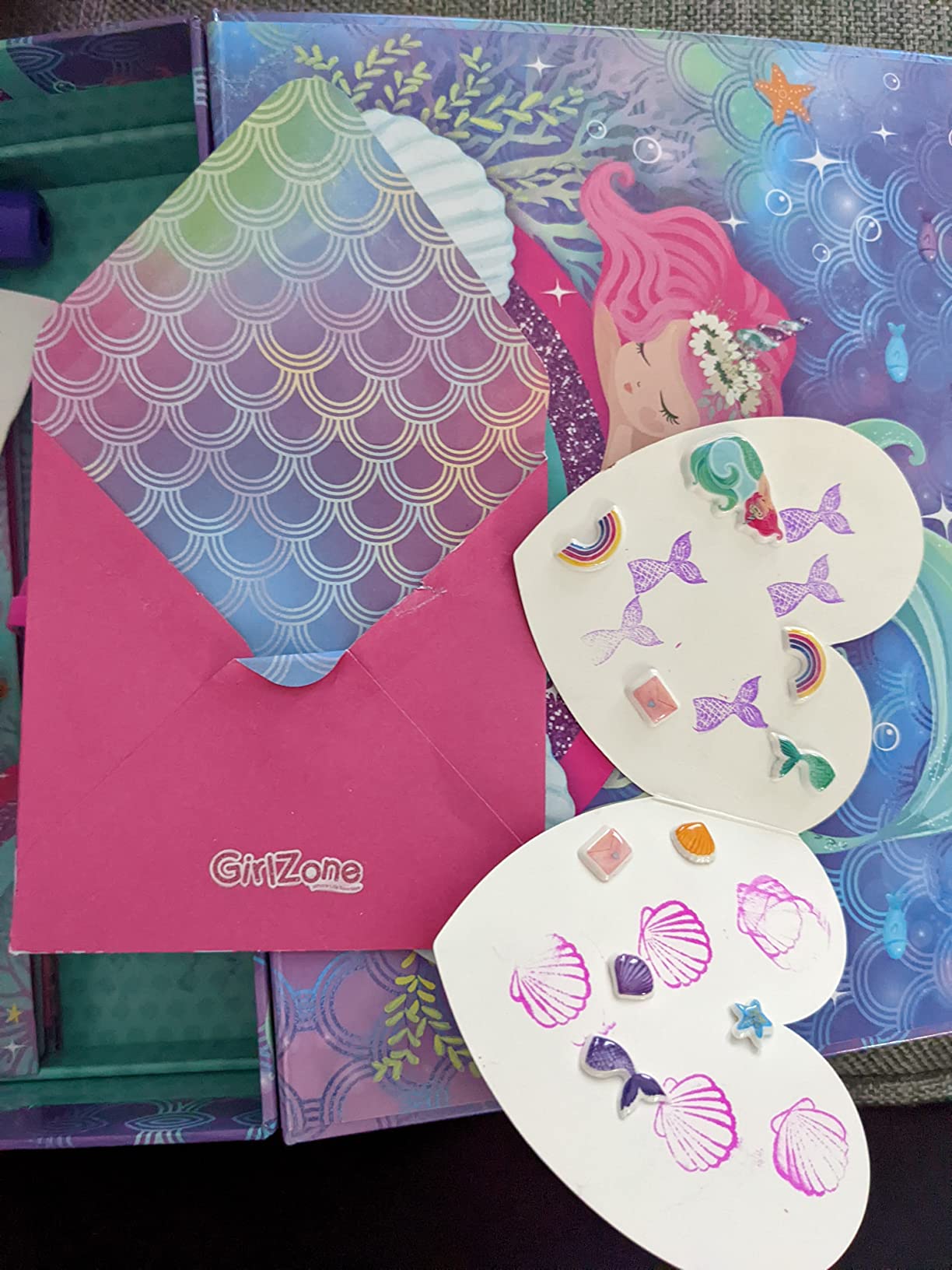 GirlZone Mermaid Stationery Set - 45-Piece, White Paper - Mermaid Writing Set & Letter Writing Kit for Kids - Customer Photo 4