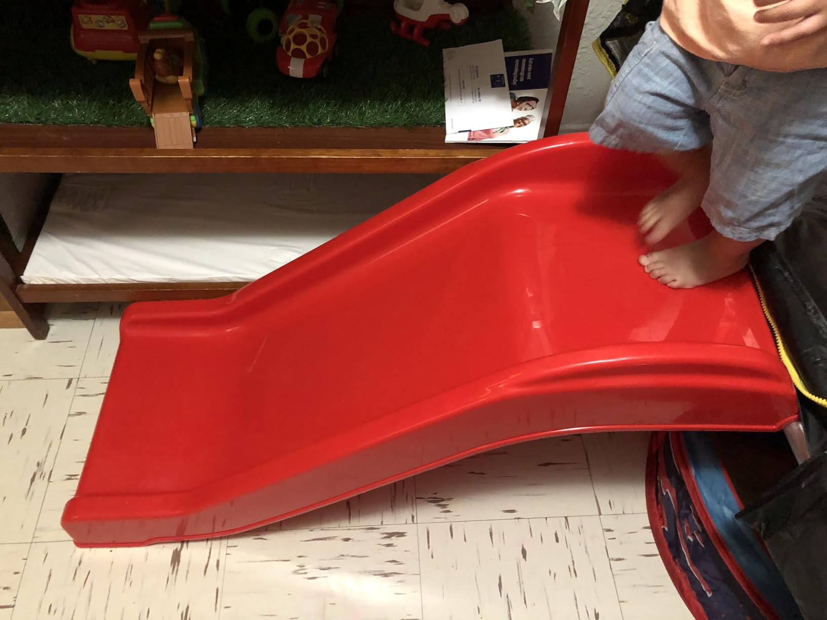 LANGXUN 6.5Ft 7-in-1 Rectangle Trampoline for Kids, with Climb, Slide, Swing, Basketball Hoop, Multi-Functional Indoor Outdoor Baby Toddler Mini Trampoline for Girls and Boys Birthday Gift, Age 1-10 - Customer Photo 1