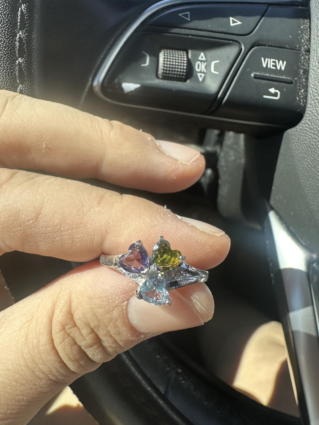 Custom4U Personalized 1-4 Birthstone Rings for Women Promise Rings for Her Sterling Silver Mothers Ring Customized Cubic Zirconia Stones Wedding/Valentine's Day/Mother's Day Jewelry Gift for Mom Wife - Customer Photo 2