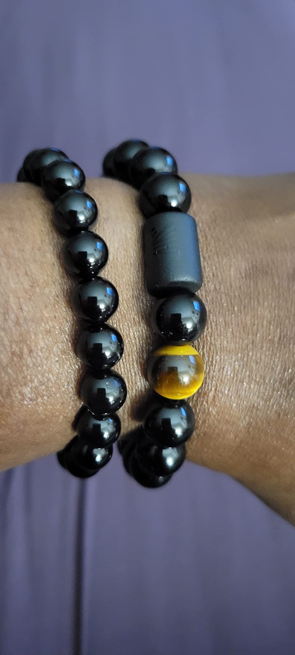 VLINRAS Zodiac Bracelet for Men Women, 8mm 10mm Natural Black Onyx Stone Star Sign Constellation Horoscope Bracelet Gifts - Customer Photo 2