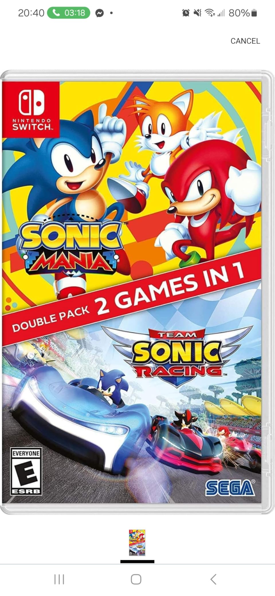 Sonic Mania + Team Sonic Racing Double Pack - Nintendo Switch - Customer Photo 1
