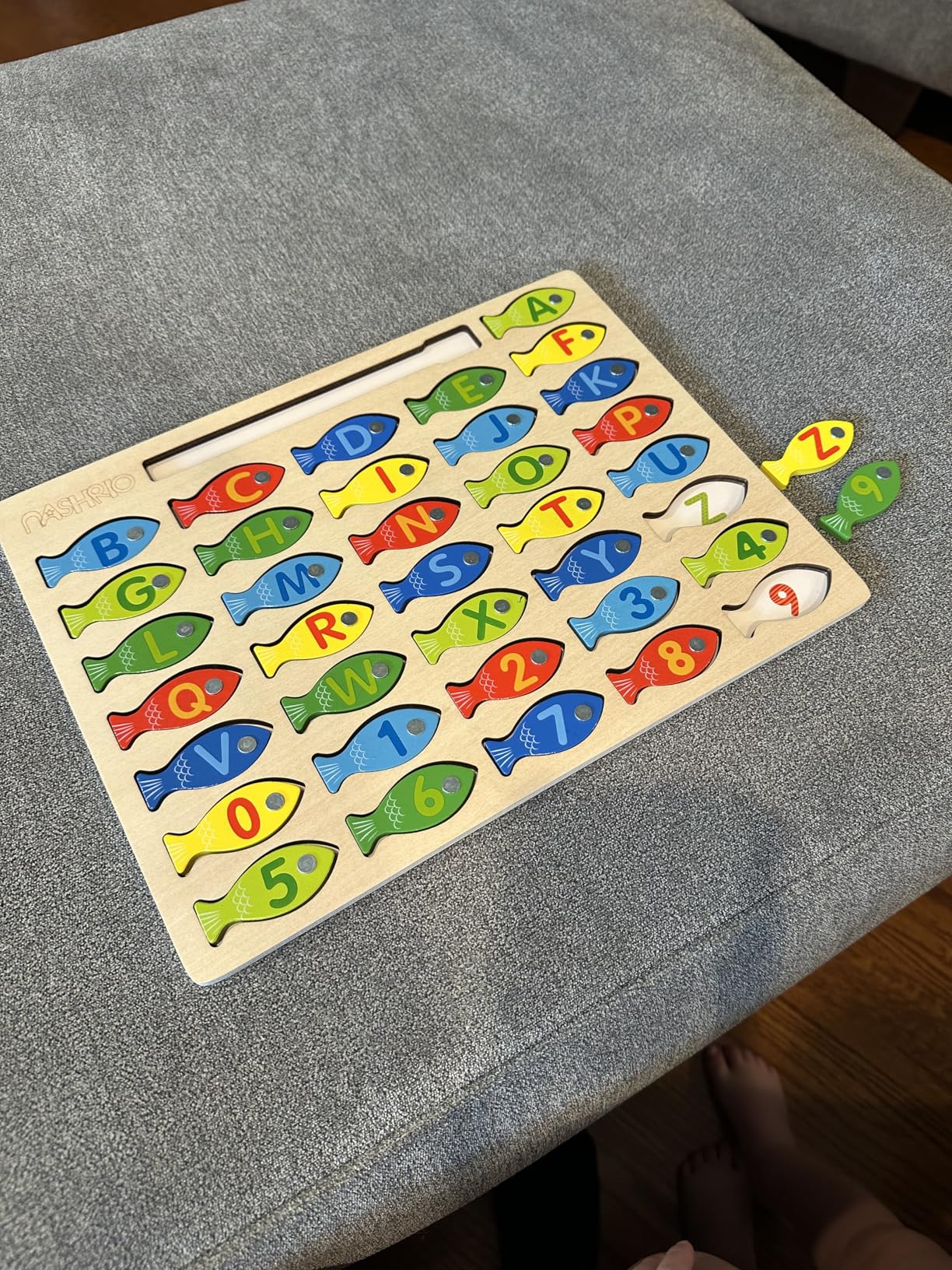 Magnetic Wooden Fishing Game Toy for Toddlers, Alphabet Fish Catching Counting Games Puzzle with Numbers and Letters, Preschool Learning ABC Math Educational Toys 3 4 5 Years Old Girl Boy Kids - Customer Photo 1