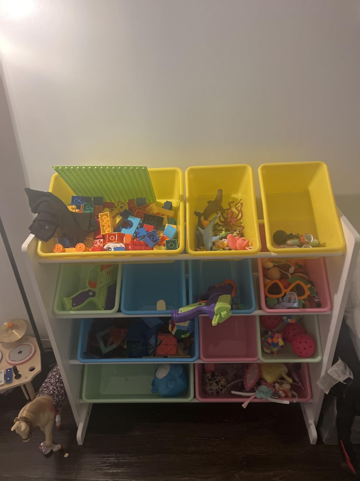 Humble Crew Kids Toy Storage Organizer with 12 Plastic Bins, Natural Wood/White – Removable Bins for Playroom, Bedroom, Toddler Furniture for Boys and Girls Ages Customer Review Humble Crew Kids Toy Storage Organizer with 12 Plastic Bins, Natural Wood/White – Removable Bins for Playroom, Bedroom, Toddler Furniture for Boys and Girls Ages - Customer Photo 2