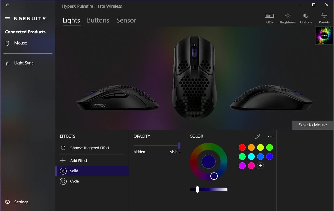 HyperX Pulsefire Haste – Gaming Mouse, Ultra-Lightweight, 59g, Honeycomb Shell, Hex Design, RGB, HyperFlex USB Cable, Up to 16000 DPI, 6 Programmable Buttons,Black - Customer Photo 2