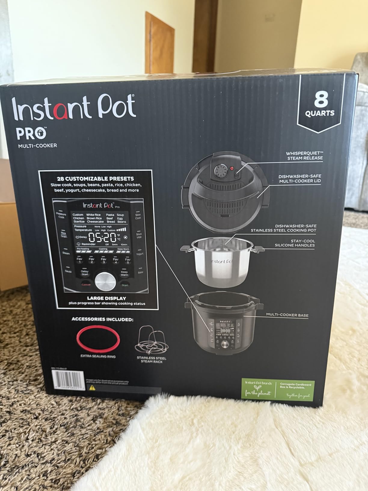 Instant Pot Pro 10-in-1 Pressure Cooker, Slow Cooker, Rice/Grain Cooker, Steamer, Sauté, Sous Vide, Yogurt Maker, Sterilizer, and Warmer, Includes App With Over 800 Recipes, Black, 6 Quart - Customer Photo 1