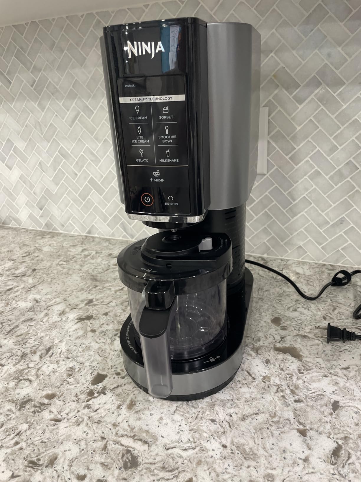 Ninja NC301 CREAMi Ice Cream Maker, for Gelato, Mix-ins, Milkshakes, Sorbet, Smoothie Bowls & More, 7 One-Touch Programs, with (2) Pint Containers & Lids, Compact Size, Perfect for Kids, Silver - Customer Photo 3