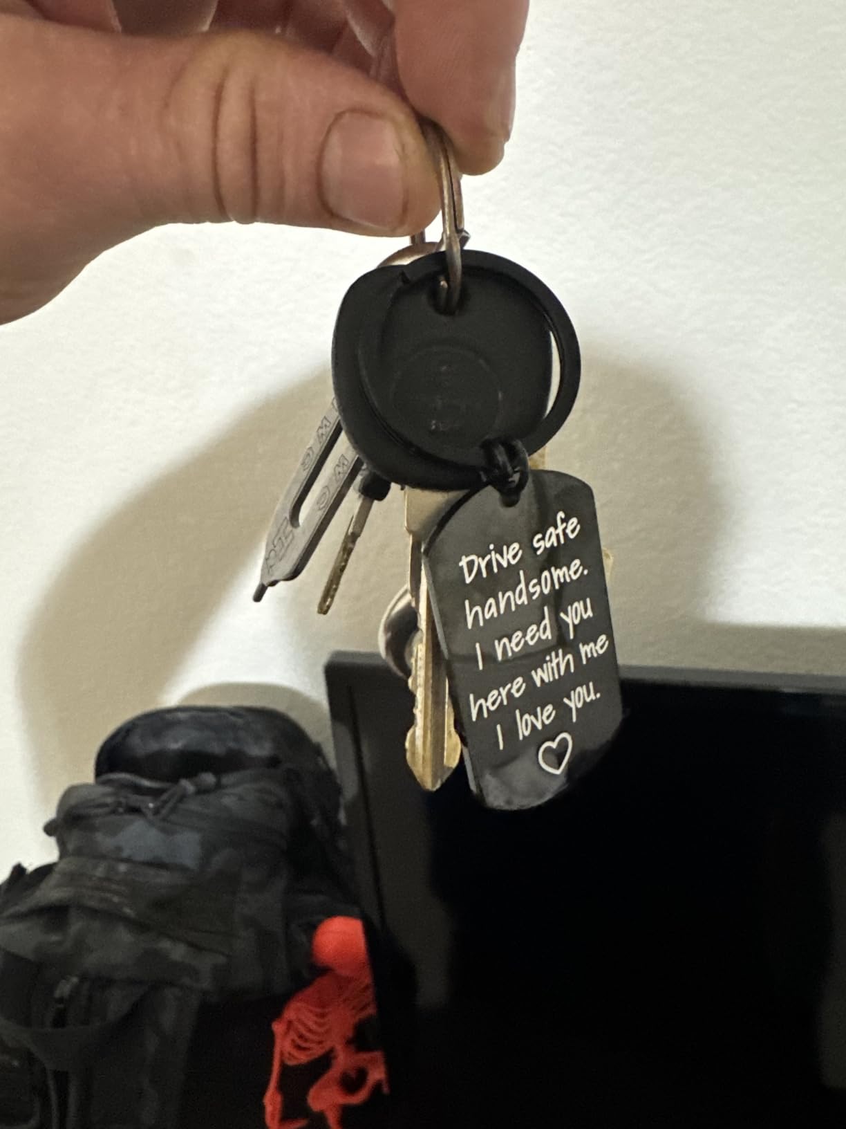 Drive Safe Keychain for Boyfriend - Drive Safe Handsome I Need You Here With Me Keyring Birthday Valentine's Day Gifts for Him Boyfriend Husband Gifts - Customer Photo 1