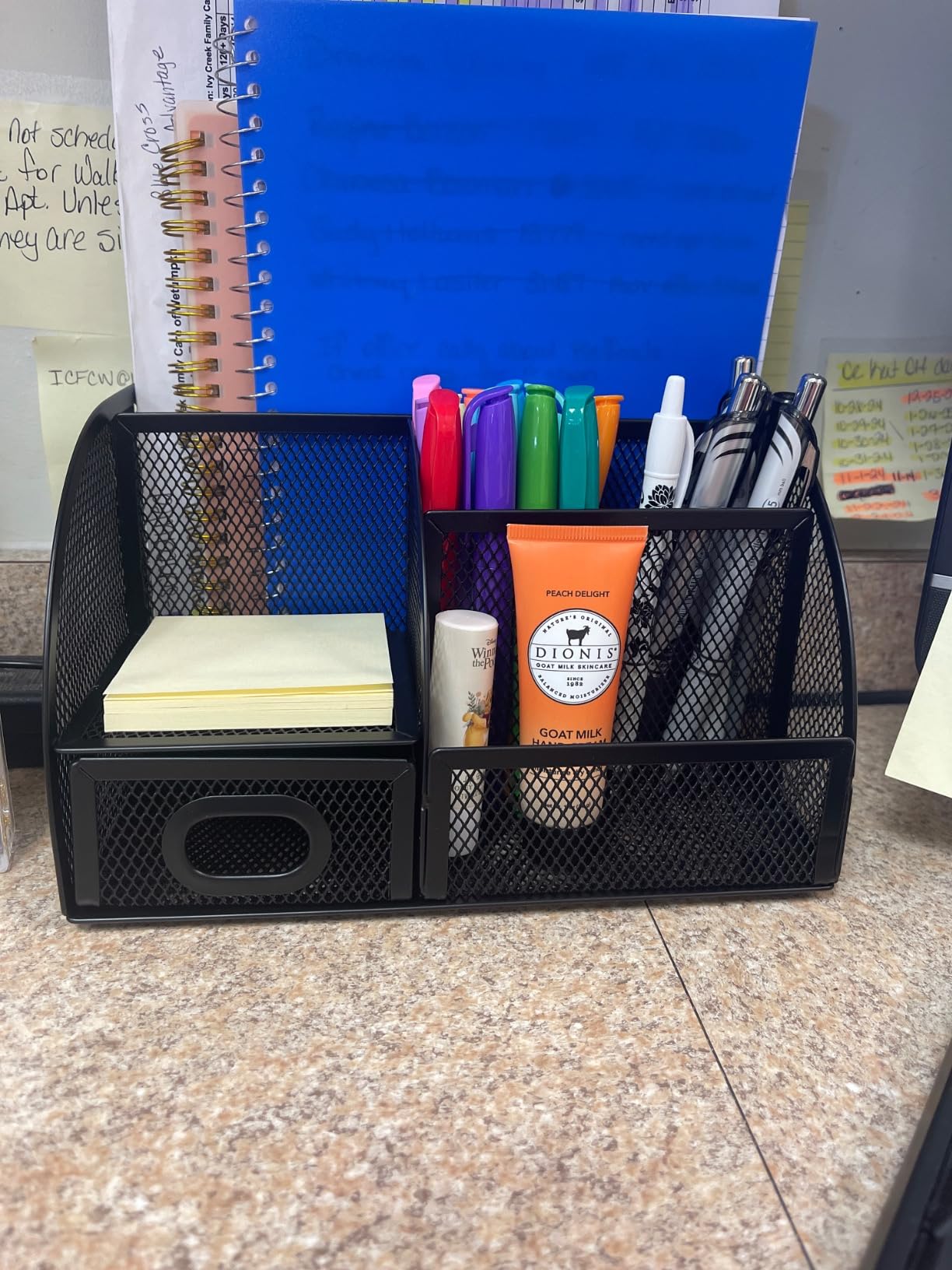Amazon Basics Pen Holder and Desk Organizer, Office Caddy Storage, Black, 9.25