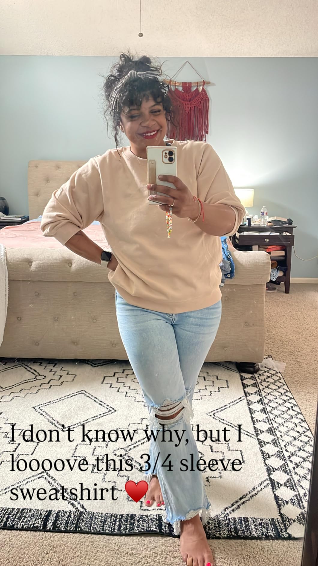 Amazon Essentials womens French Terry Fleece Crewneck Sweatshirt with Sleeve Detail Customer Review Amazon Essentials womens French Terry Fleece Crewneck Sweatshirt with Sleeve Detail - Customer Photo 5