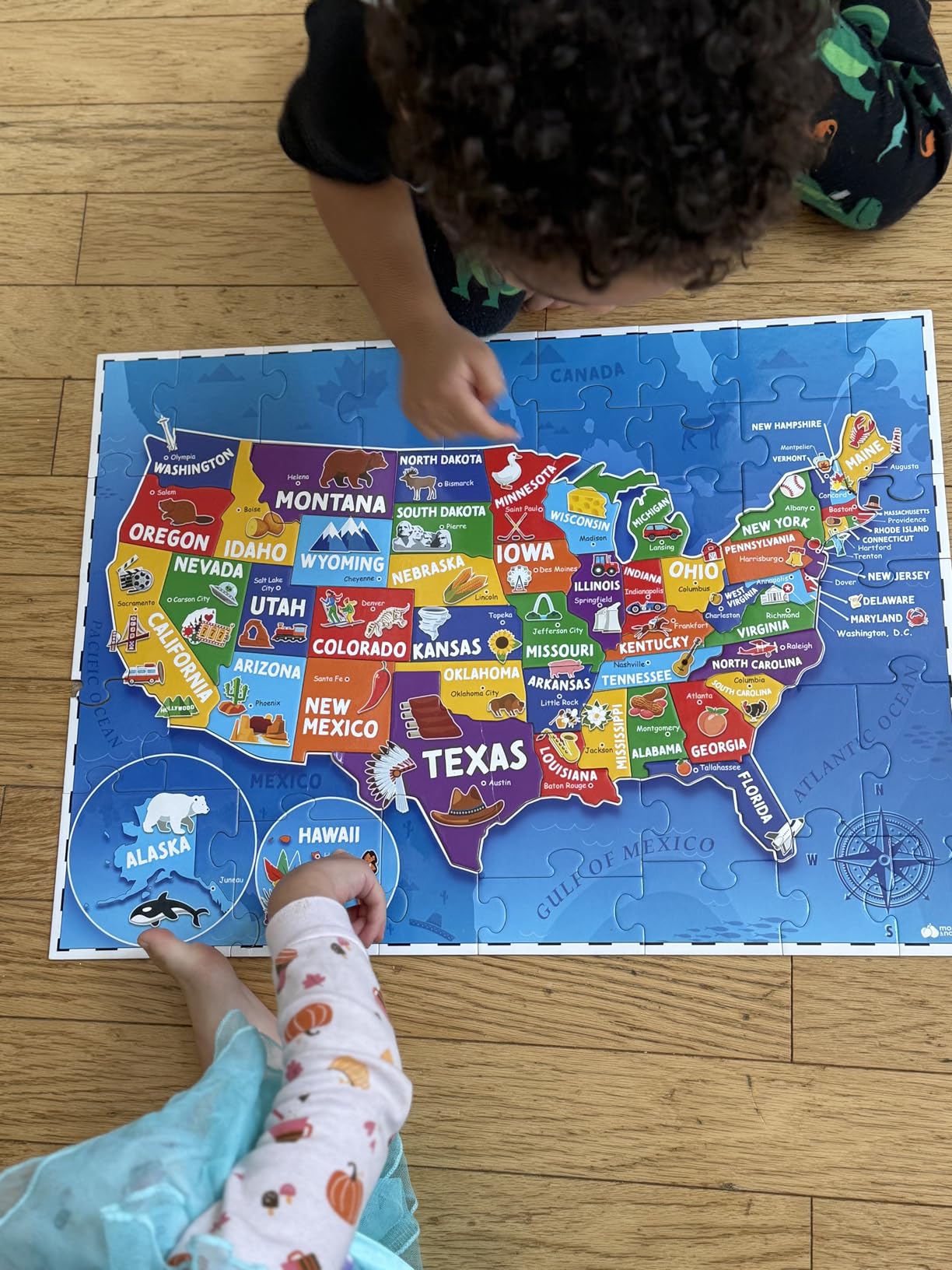 United States Puzzles for Kids Ages 4-6 - Educational Toys for 4+ Year Old Boys & Girls - 70pcs USA Map Kids Puzzle with 50 States & Capitals - Floor Jigsaw Puzzles - Gifts for Grandkids - Customer Photo 1