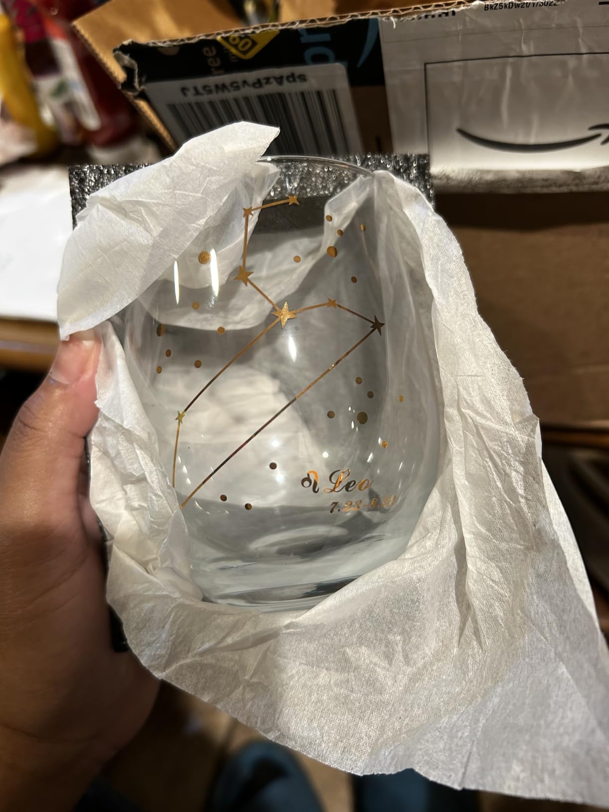 HOHY Scorpio Wine Glass - 20oz Golden Stemless Constellation Glass, Zodiac Sign Horoscope Gift for Women Men, Astrology Define Design - Customer Photo 1