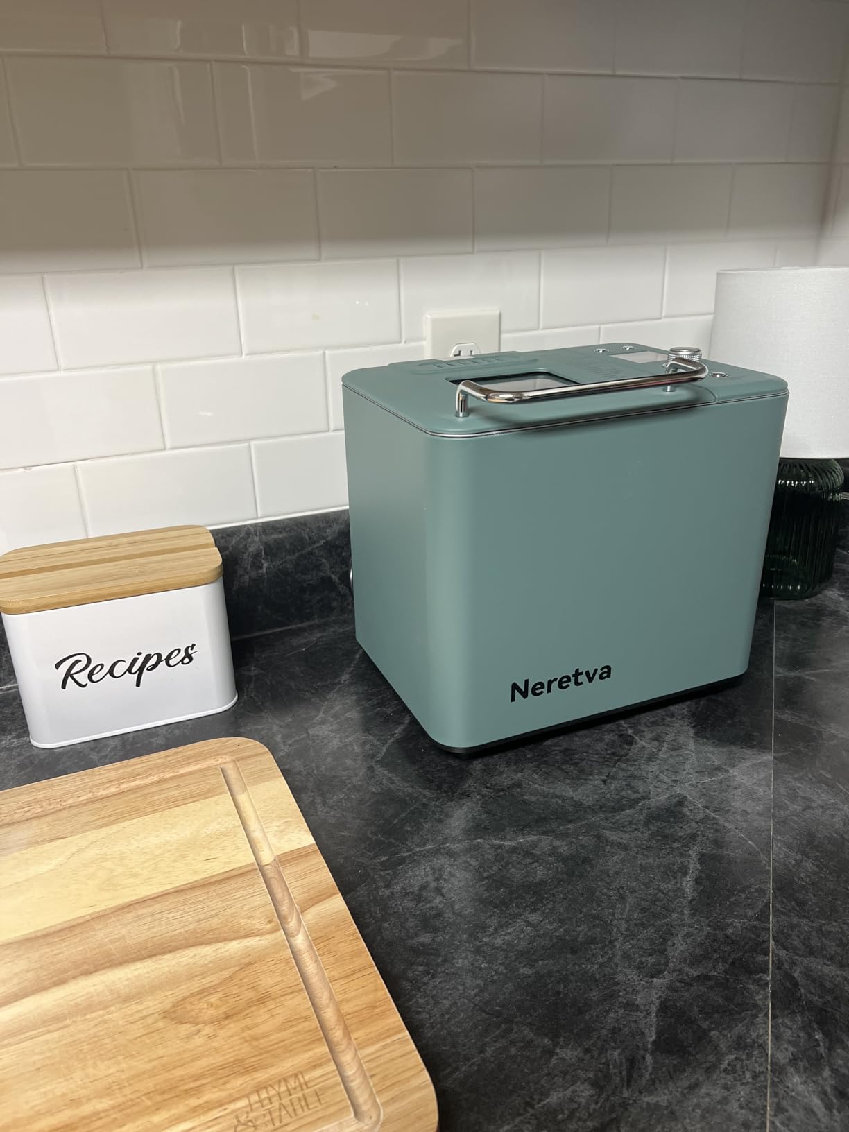 Neretva Bread Maker, 20-IN-1 2LB Bread Machine Dual Heater Bread Maker Machine Automatic with Nonstick Ceramic Pan, 15H Timer & 1H Keep Warm Set, Low Noise, Stainless Steel Breadmaker Recipe-Green - Customer Photo 1