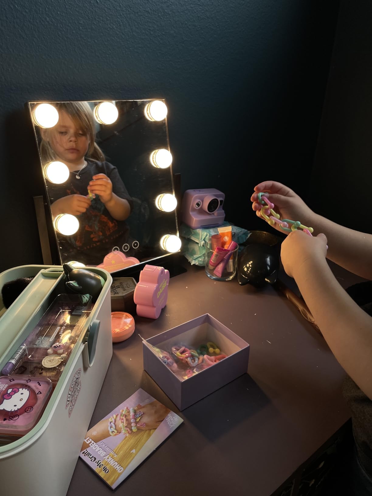 Vanity Mirror with Lights,Lighted Vanity Mirror with 9 Dimmable Bulbs for Dressing Room & Bedroom,3 Color Lighting,Modes Detachable 10x Magnification 360°Ratation (Black) 12