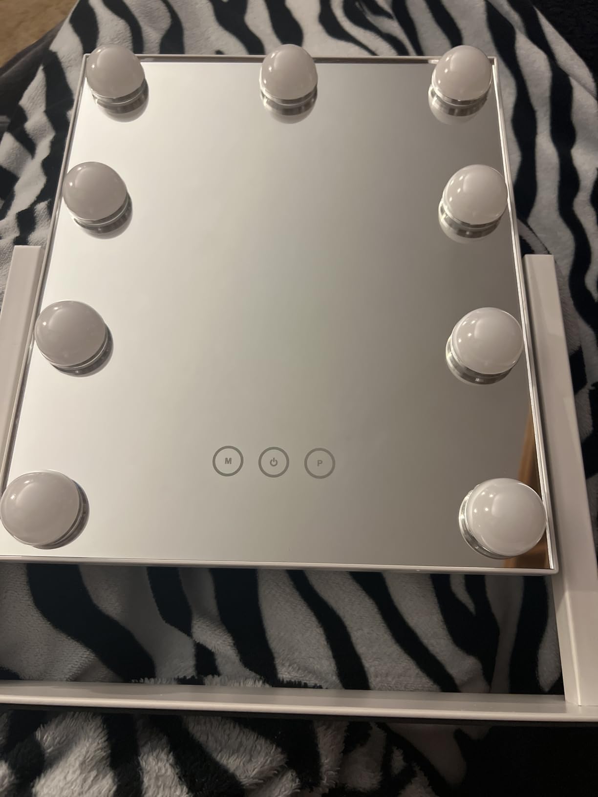 Vanity Mirror with Lights,Lighted Vanity Mirror with 9 Dimmable Bulbs for Dressing Room & Bedroom,3 Color Lighting,Modes Detachable 10x Magnification 360°Ratation (Black) 12