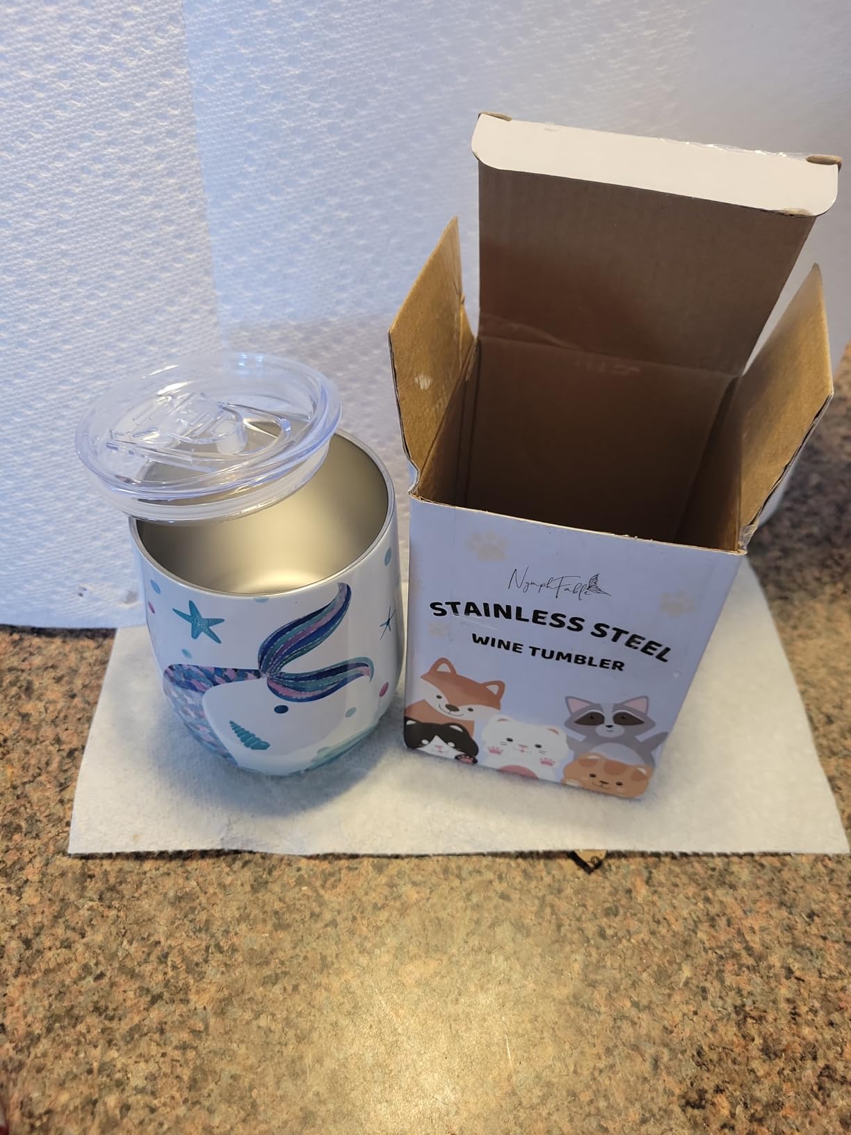 NymphFable 12oz Mermaid Gifts for Girls Wine Tumbler with Straw and Lid Stainless Steel Wine Glass Insulated Double Wall - Customer Photo 2