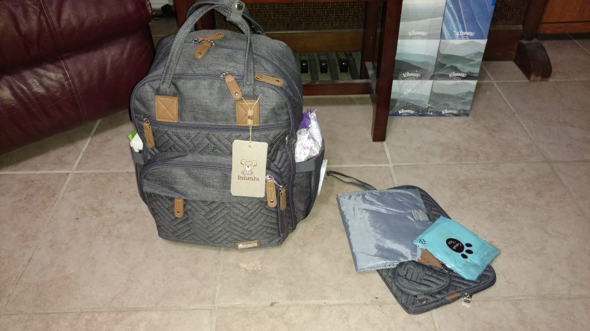 iniuniu Diaper Bag Backpack, 4 in 1 kit Large Unisex Baby Bags for Boys Girls, Waterproof Travel Back Pack with Diaper Pouch Customer Review iniuniu Diaper Bag Backpack, 4 in 1 kit Large Unisex Baby Bags for Boys Girls, Waterproof Travel Back Pack with Diaper Pouch - Customer Photo 4