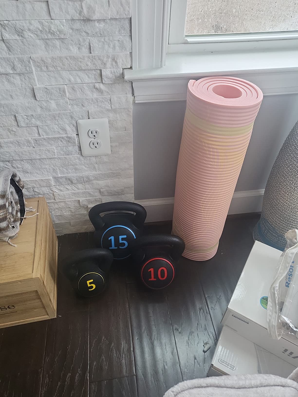 BalanceFrom Vinyl Kettlebell Set, 30/45/50/75 Pound Options – Cement-Filled Strength Training Weights with Ergonomic Grip and Color Coding for Full Body Fitness at Home or Gym - Customer Photo 4