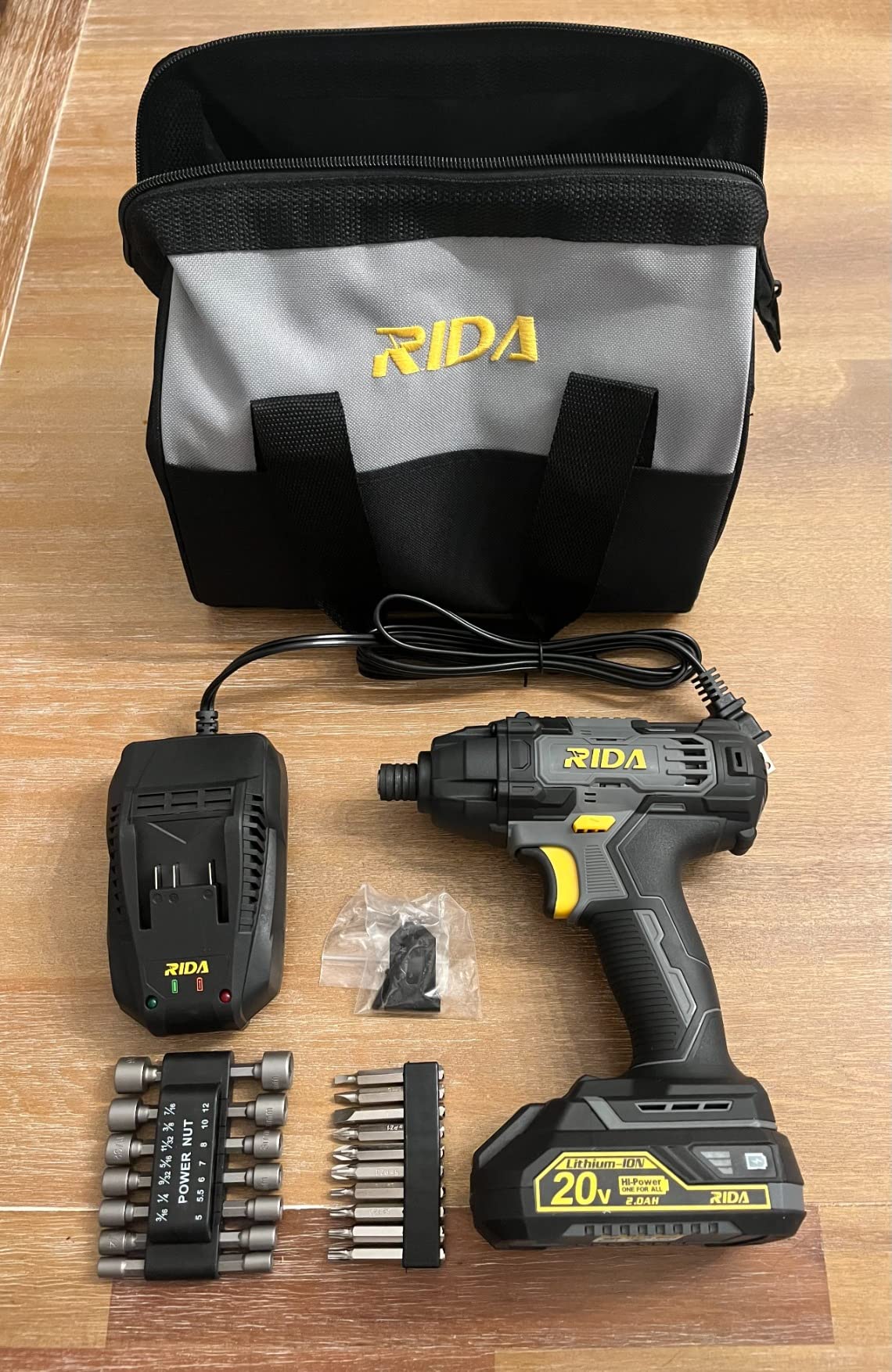 RIDA Impact Driver Kit 180Nm 20V Cordless Impact Drill/Driver Set 1/4