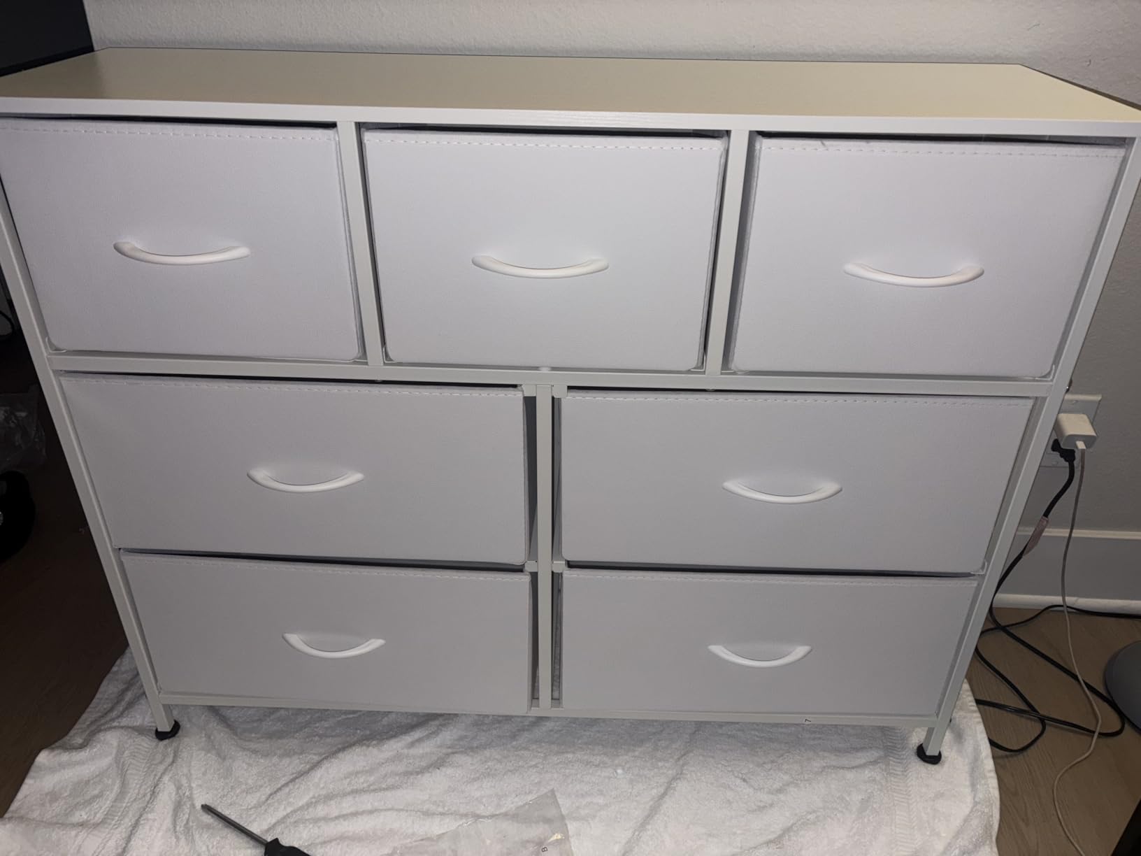 WLIVE 7 Drawer Dresser TV Stand, Entertainment Center, Media Console Table with Metal Frame and Wood Top for TV up to 45 inch, Chest of Drawers for Bedroom, Living Room, Black and Rustic Brown - Customer Photo 1