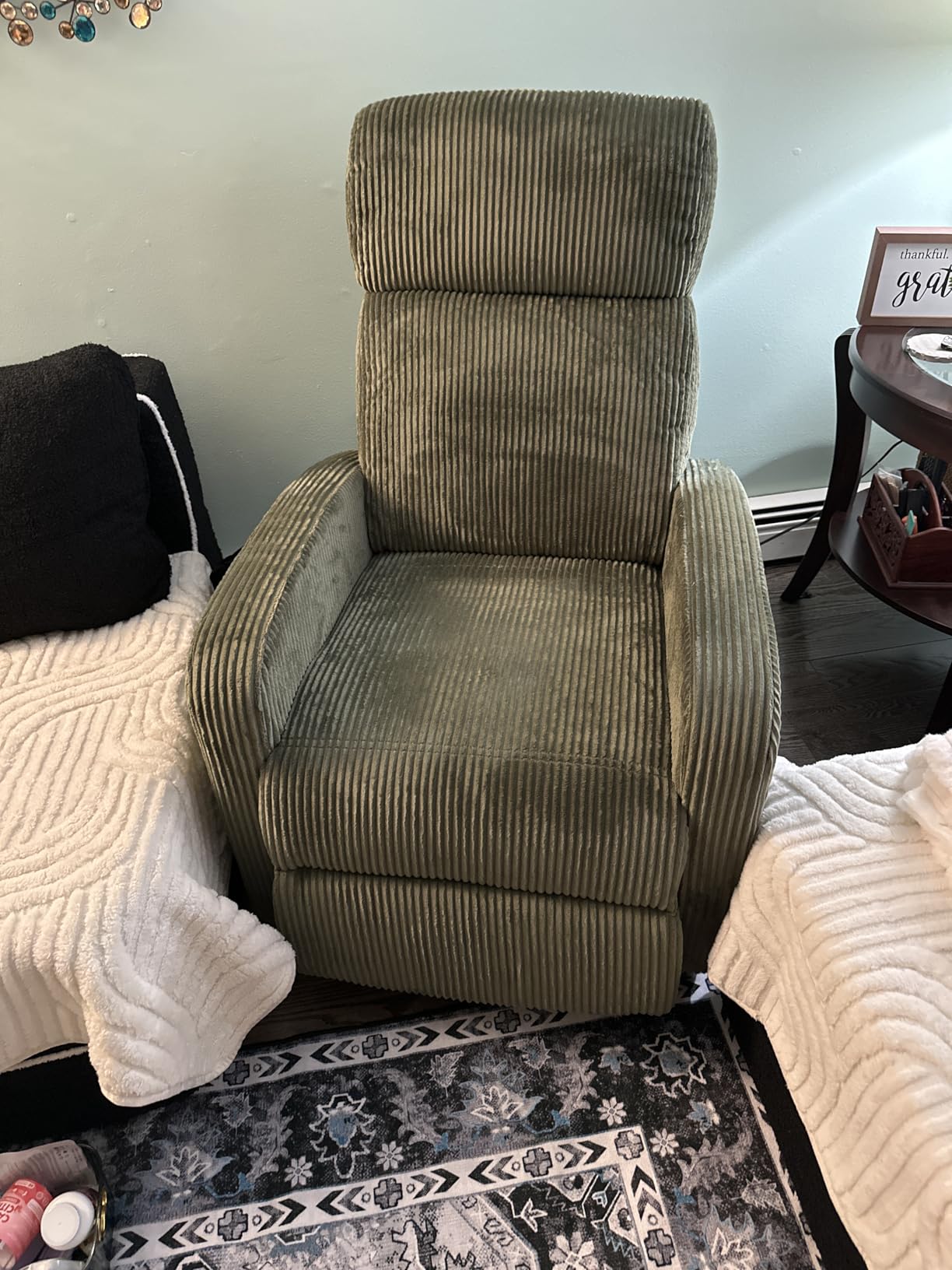 Yaheetech Fabric Recliner Chair Sofa Ergonomic Adjustable Single Sofa with Thicker Seat Cushion Modern Home Theater Seating for Living Room Matte Black - Customer Photo 2