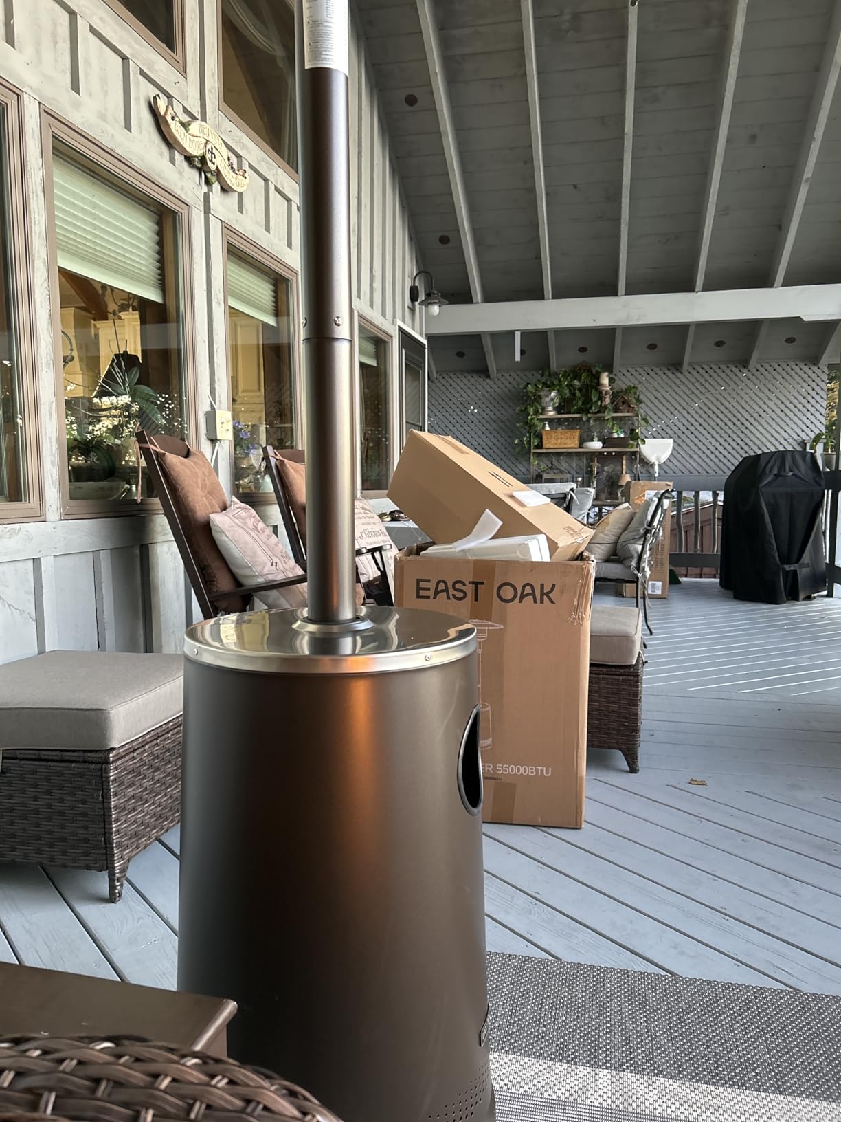 EAST OAK 50,000 BTU Patio Heater with Sand Box, Table Design, Double-Layer Stainless Steel Burner, Wheels, Triple Protection System, Outdoor Heater for Home and Residential, Pinecone - Customer Photo 3