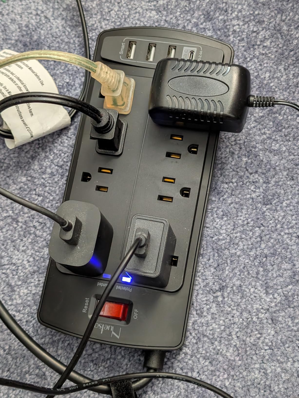 Surge Protector Power Strip - Nuetsa Flat Plug Extension Cord with 8 Outlets and 4 USB Ports, 6 Feet Power Cord (1625W/13A), 2700 Joules, ETL Listed, Black Customer Review Surge Protector Power Strip - Nuetsa Flat Plug Extension Cord with 8 Outlets and 4 USB Ports, 6 Feet Power Cord (1625W/13A), 2700 Joules, ETL Listed, Black - Customer Photo 1