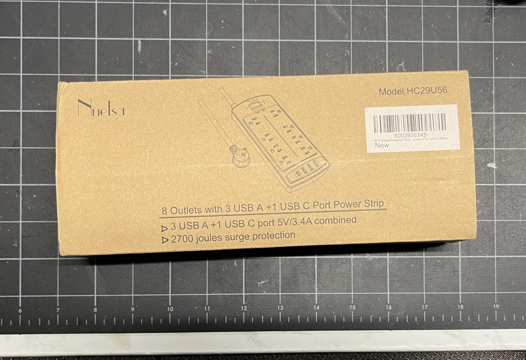 Surge Protector Power Strip - Nuetsa Flat Plug Extension Cord with 8 Outlets and 4 USB Ports, 6 Feet Power Cord (1625W/13A), 2700 Joules, ETL Listed, Black Customer Review Surge Protector Power Strip - Nuetsa Flat Plug Extension Cord with 8 Outlets and 4 USB Ports, 6 Feet Power Cord (1625W/13A), 2700 Joules, ETL Listed, Black - Customer Photo 4