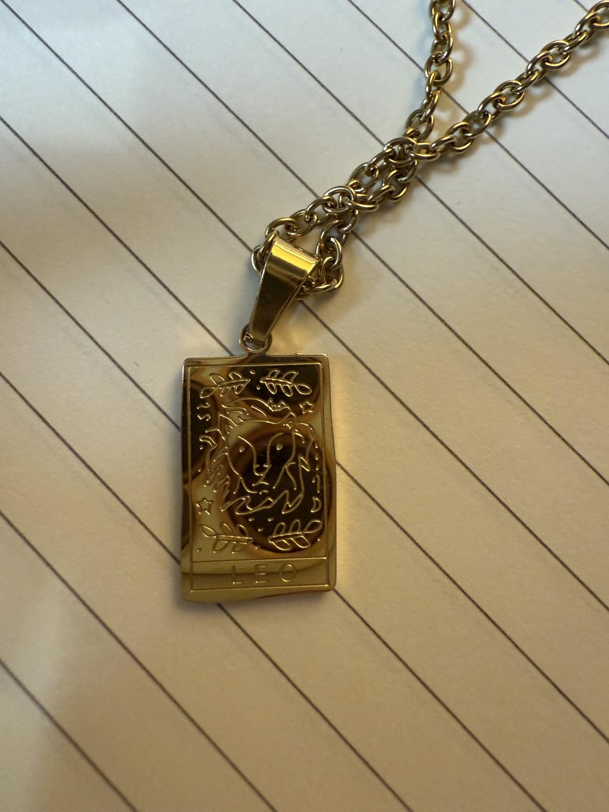 Zodiac Sign Necklace for Women Constellation Tarot Card Pendant Double Sided Gold Stainless Steel Waterproof NonTarnish Friendship Jewelry Gift - Customer Photo 1