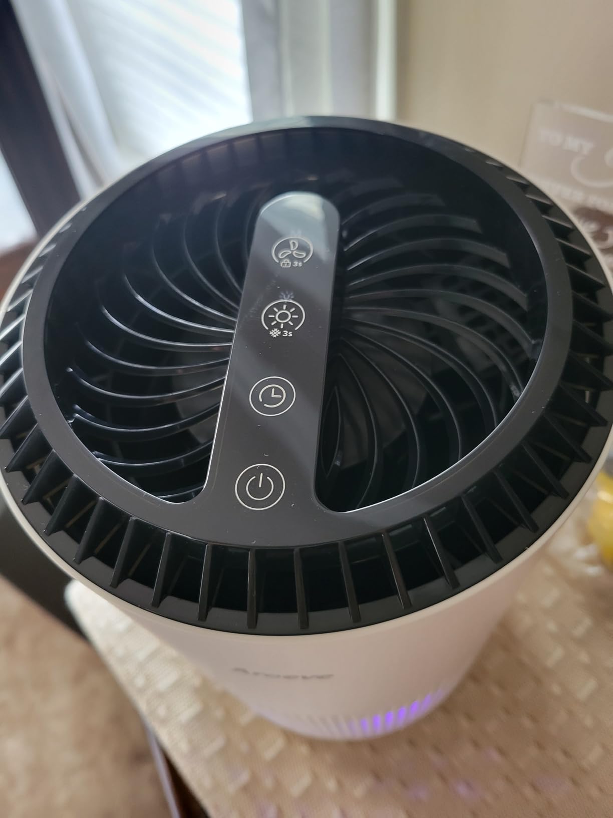 AROEVE Air Purifiers for Bedroom Home, 3 Layer Filter for Smoke Pollen Allergies Pet Dander Odor, Sleep Mode for Better Sleep, Energy Saving, 3 Speeds, Timer for Office, Dorm, Kitchen, MK01, White - Customer Photo 2