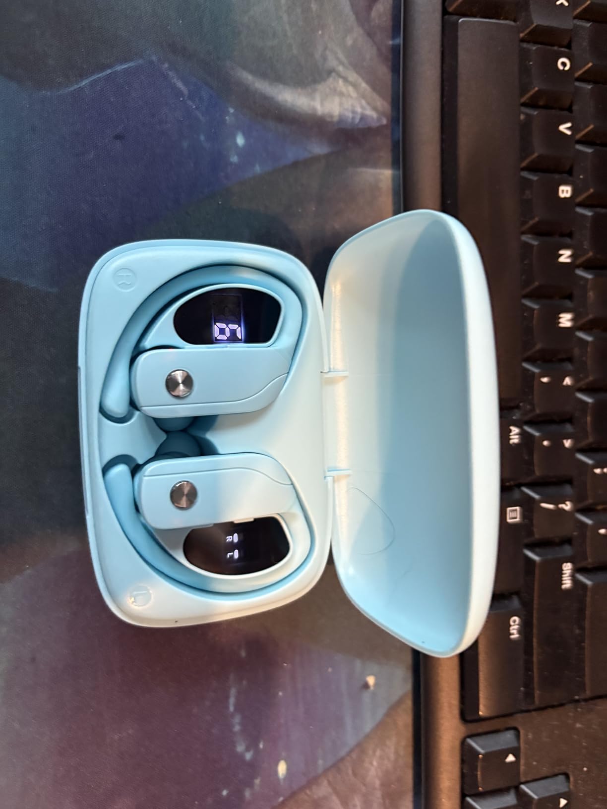 bmani Ear Buds Wireless Earbuds Bluetooth Headphones with 80H Playtime LED Display Case, Over-Ear Hook with Mic, Stereo Sound, Easy Button Controls, Sports Earphones for Running Workout Gym Black - Customer Photo 1