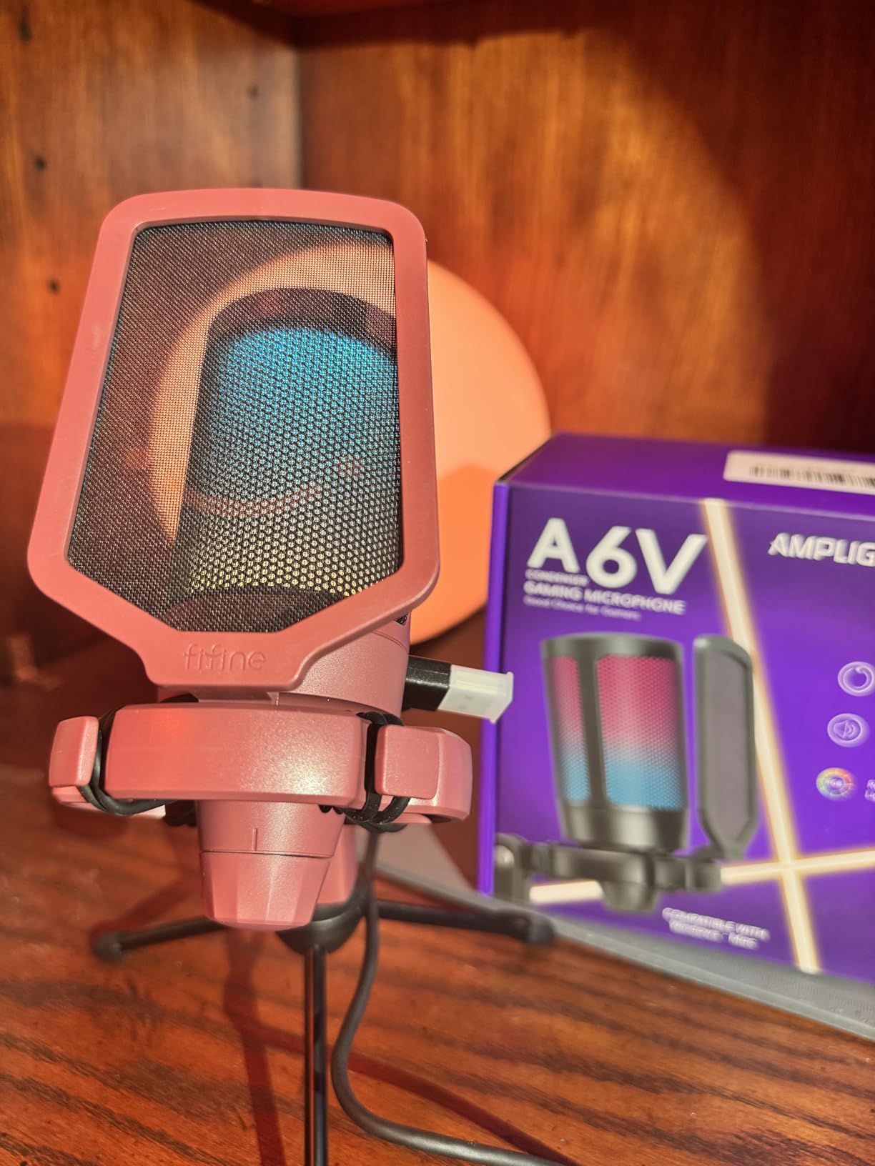 FIFINE Gaming USB Microphone for PC PS5, Condenser Mic with Quick Mute, RGB Indicator, Tripod Stand, Pop Filter, Shock Mount, Gain Control for Streaming Discord Twitch Podcasts Videos- AmpliGame - Customer Photo 2