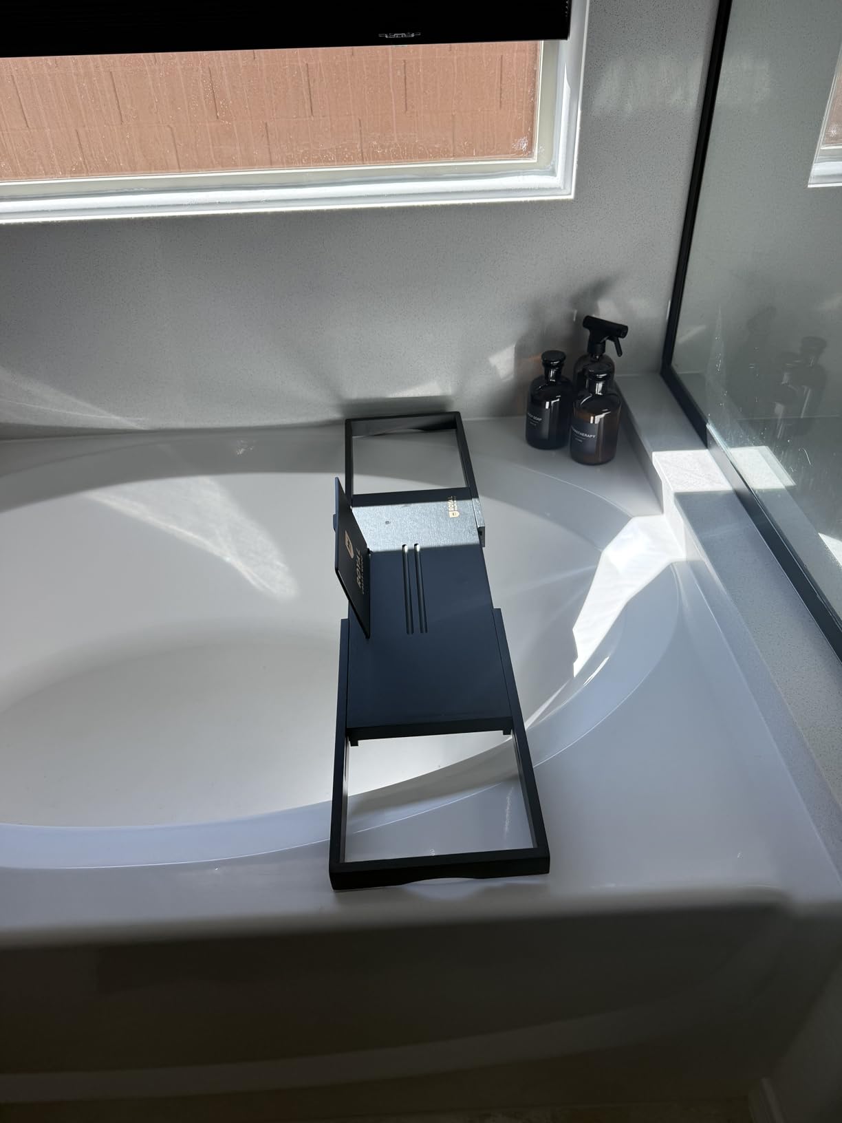 Non-Foldable Bathtub Tray Caddy for Tub, Bamboo Bath Shelf, Premium Wood Bath Table, Expandable Bathtub & Bathroom Accessories, New Home Gifts for Mom, Housewarming, Anniversary - Customer Photo 2