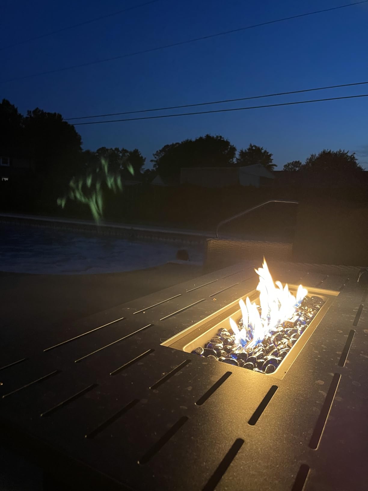 R.W.Flame 43-Inch Propane Fire Pit Table, 50,000 BTU Outdoor Gas Firepit with Waterproof Cover, Glass Stones, Removable Lid, Cup Holders, 2-in-1 Fire Table for Patio, Backyard, Garden, Black - Customer Photo 2