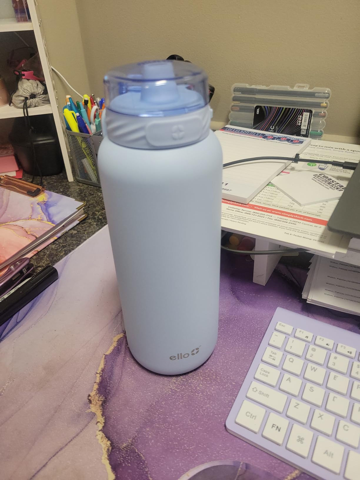 Ello Cooper 32oz Stainless Steel Water Bottle with Straw and Carry Handle, Double Walled and Vacuum Insulated Metal, Leak Proof Locking Lid with Soft Silicone Spout, Reusable, BPA Free, Black Customer Review Ello Cooper 32oz Stainless Steel Water Bottle with Straw and Carry Handle, Double Walled and Vacuum Insulated Metal, Leak Proof Locking Lid with Soft Silicone Spout, Reusable, BPA Free, Black - Customer Photo 2