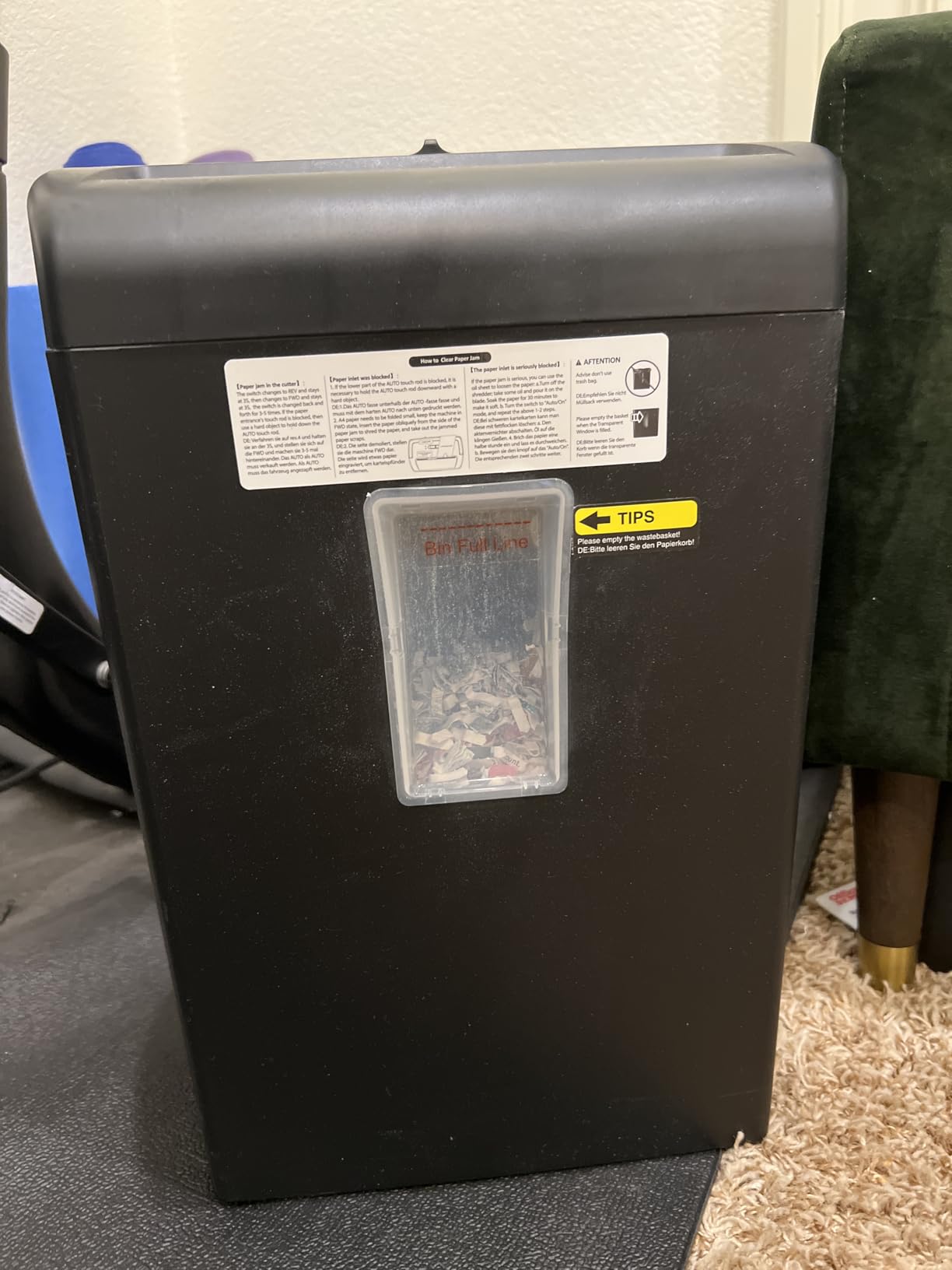 Bonsaii 10-Sheet Cross Cut Paper Shredder, 5.5 Gal Home Office Heavy Duty Shredder for Credit Card, Staple, Clip with Transparent Window(C209-D) - Customer Photo 1