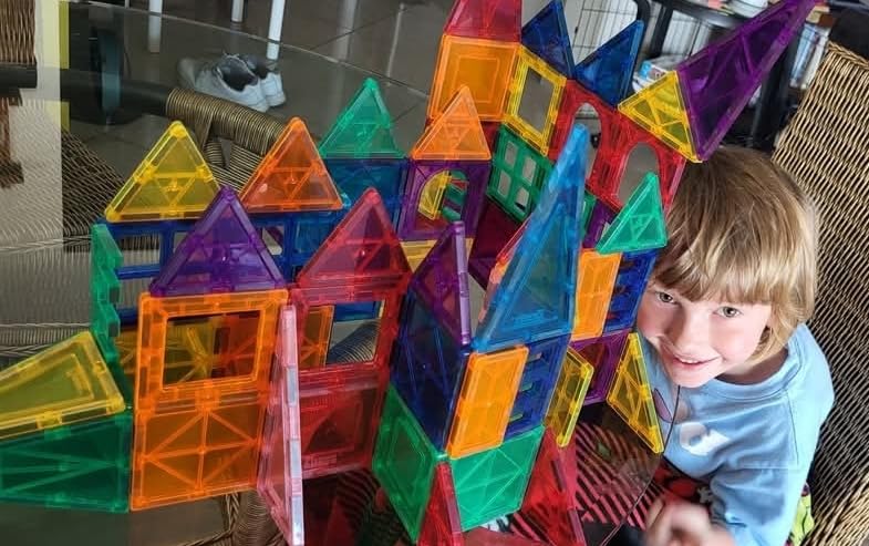 PLAYVIBE Magnetic Tiles - 60 Piece Set, Multicolor - STEM Play & Stem Toys - Strong Magnets, Magnetic Shapes, Tile Building Blocks - Educational Sensory Toys Gift for Kids Christmas & Birthday Present - Customer Photo 1