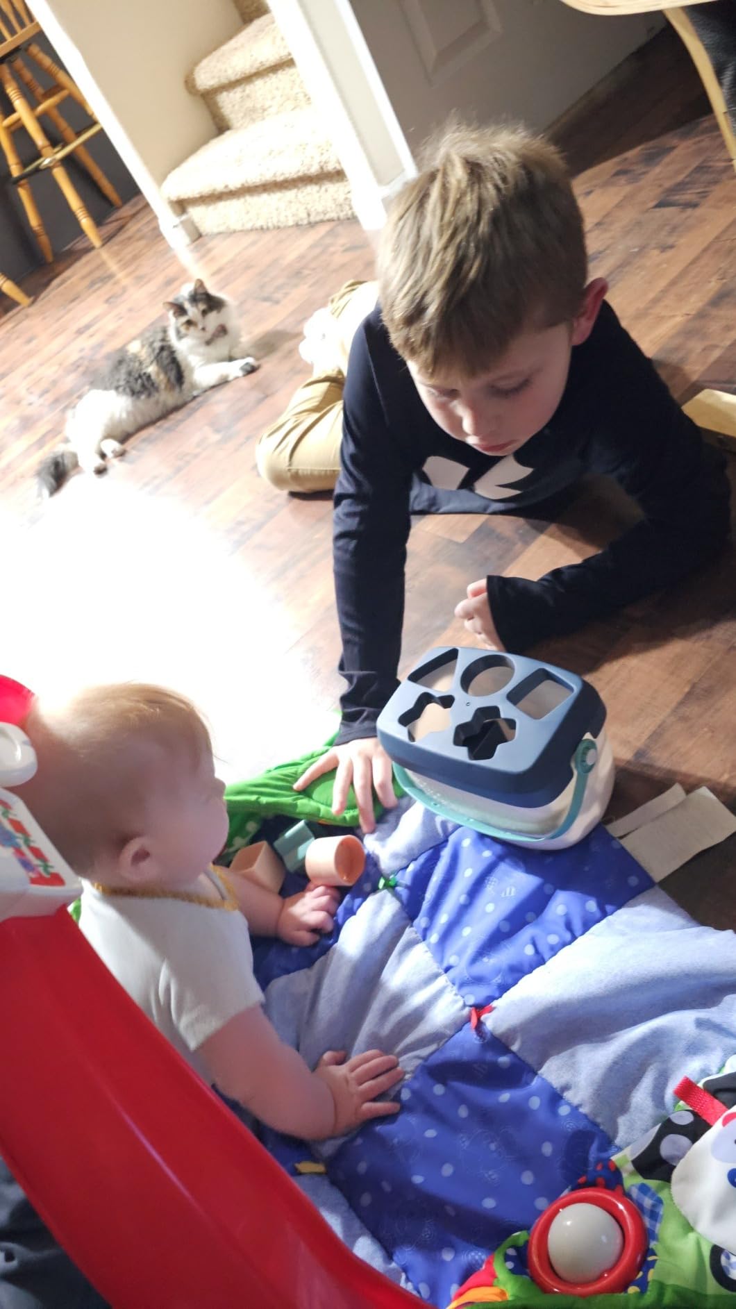 Fisher-Price Stacking Toy Baby's First Blocks Set of 10 Shapes for Sorting Play for Infants Ages 6+ Months, Navy Fawn (Amazon Exclusive) - Customer Photo 2