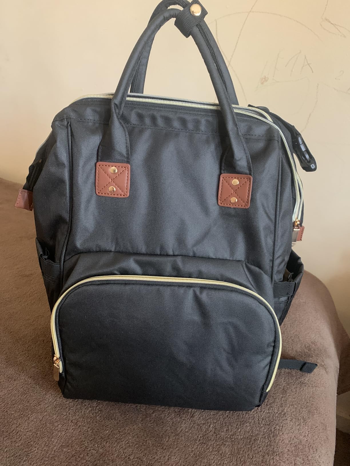 Femuar Diaper Bag Backpack Multifunction Maternity Nappy Baby Bag for Girls & Boys Large Capacity Travel Diaper Bags Dark Black Customer Review Femuar Diaper Bag Backpack Multifunction Maternity Nappy Baby Bag for Girls & Boys Large Capacity Travel Diaper Bags Dark Black - Customer Photo 2