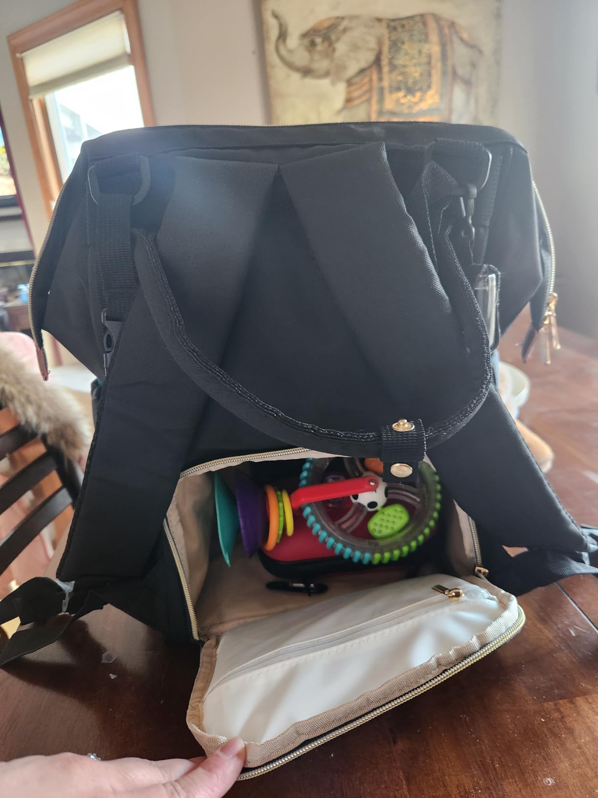 Femuar Diaper Bag Backpack Multifunction Maternity Nappy Baby Bag for Girls & Boys Large Capacity Travel Diaper Bags Dark Black Customer Review Femuar Diaper Bag Backpack Multifunction Maternity Nappy Baby Bag for Girls & Boys Large Capacity Travel Diaper Bags Dark Black - Customer Photo 4