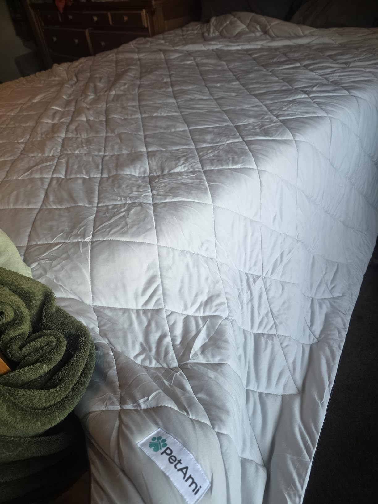 PetAmi Premium Cooling Dog Blanket | Lightweight Fluffy Pet Throw Blanket Bed Cover for Dogs, Cat, Puppies | Pet Blanket Furniture Protector Couch Sofa | Reversible Fuzzy Cozy | 60x80, Light Grey - Customer Photo 2