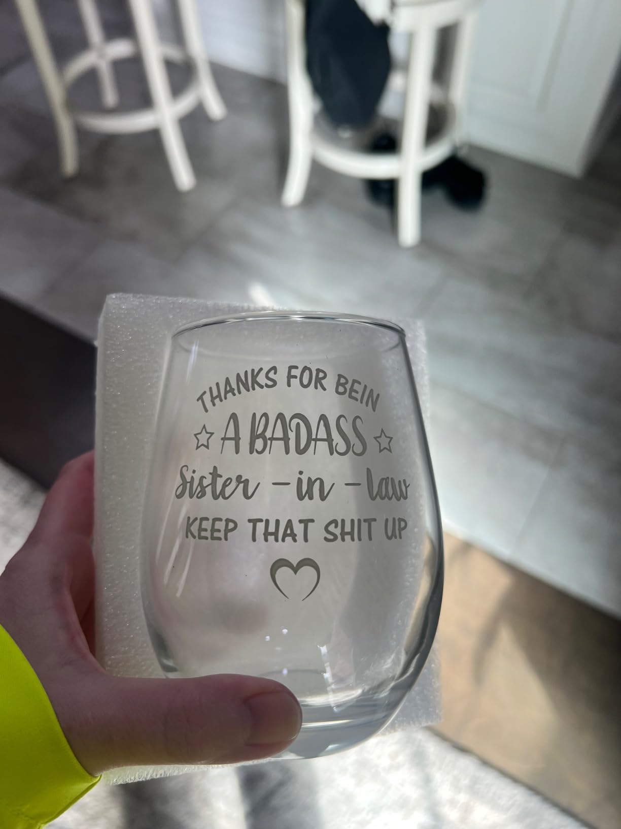 Futtumy Sisters Gifts for Sister-in-law, Thanks for Being A Sister-in-Law Stemless Wine Glass, Funny Mother's Day Birthday Gift Christmas Gift Thank You Gifts from Soul Sisters, 15oz - Customer Photo 1