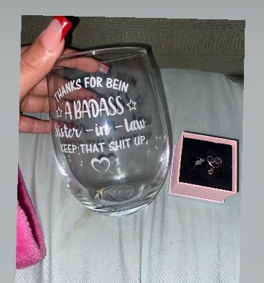 Futtumy Sisters Gifts for Sister-in-law, Thanks for Being A Sister-in-Law Stemless Wine Glass, Funny Mother's Day Birthday Gift Christmas Gift Thank You Gifts from Soul Sisters, 15oz - Customer Photo 2