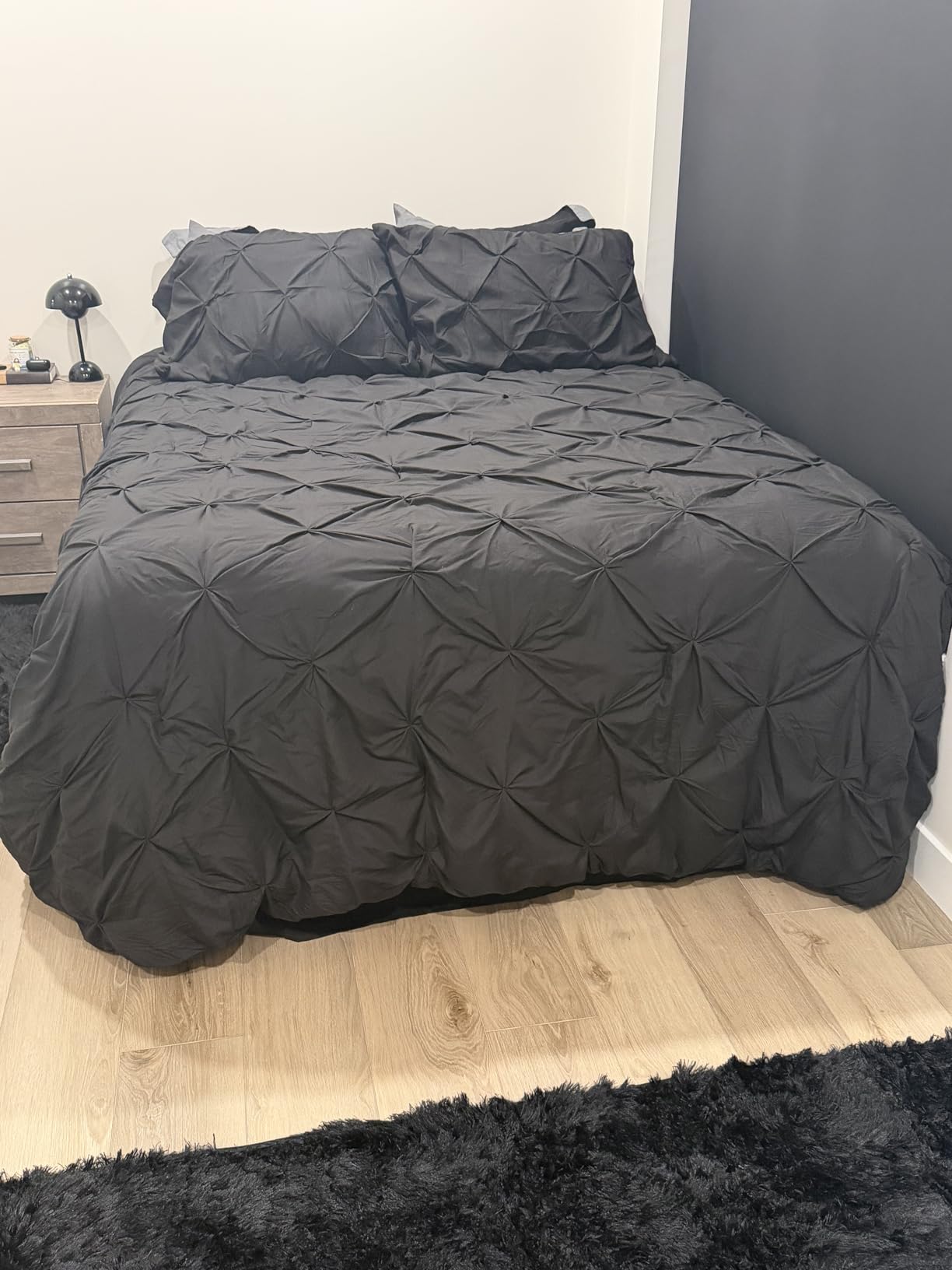 CozyLux Queen Comforter Set Black, 7 Pieces Pintuck Bed in A Bag, Premium Black Comforter Queen Size, Pinch Pleat Bedding Sets with Comforter, Sheets, Pillowcases & Shams - Customer Photo 1