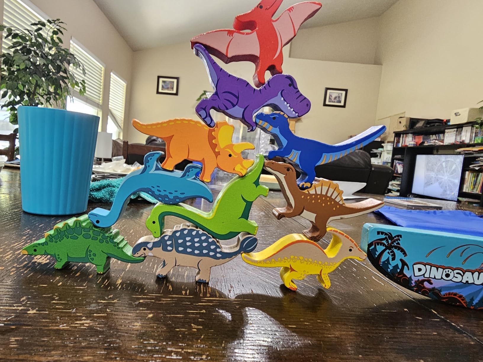 Dinosaur Toys for Kids 3-5: Wooden Stacking Montessori Toys for 3 4 5 6 7 8 Year Old Boys Girls Christmas Birthday Gifts for Kid Ages 4-8 Balance Competition Game for Family Stocking Stuffers - Customer Photo 2